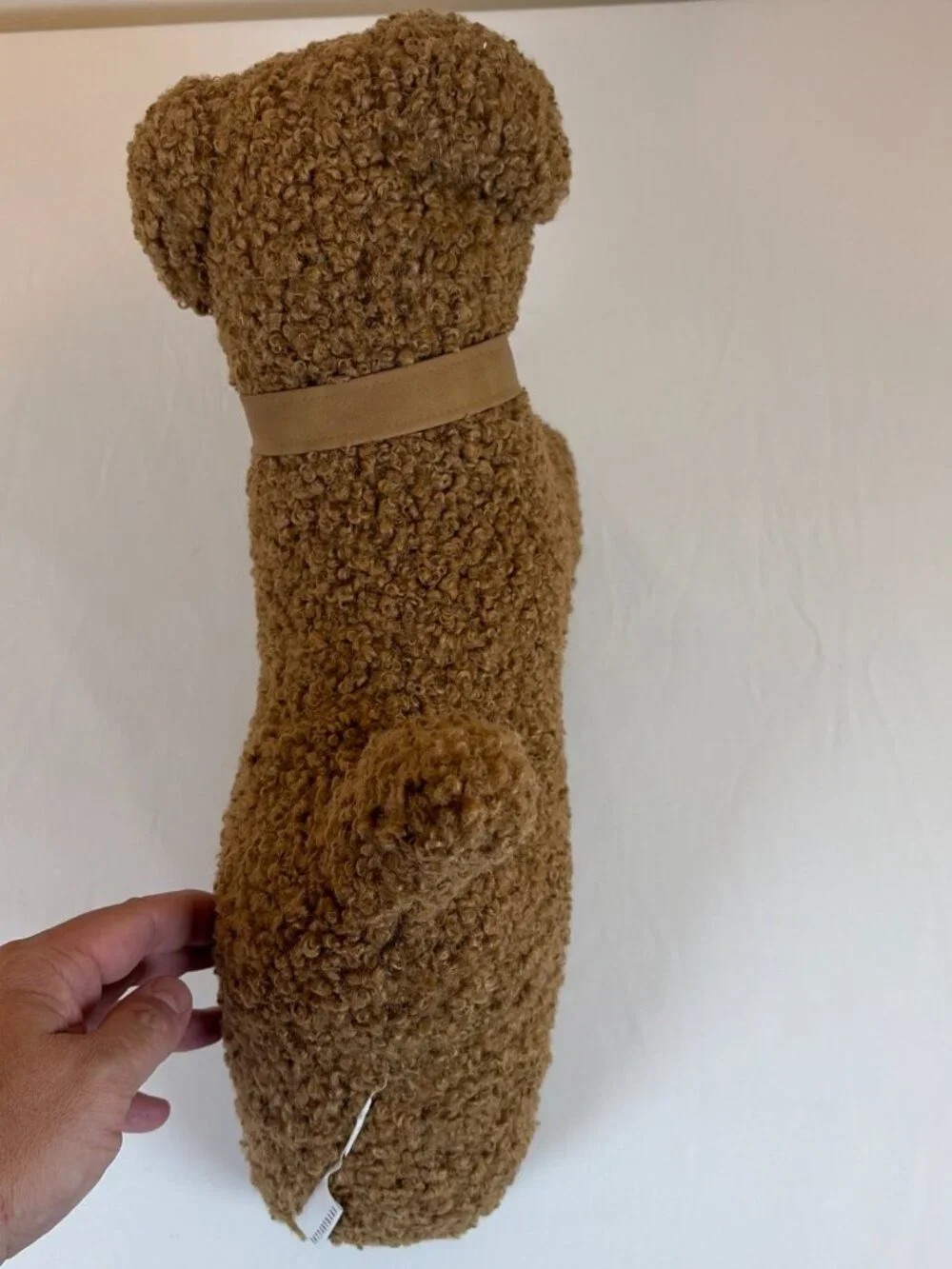 Pottery Barn Cozy Teddy Faux Fur Dog w/ Bell Pillow